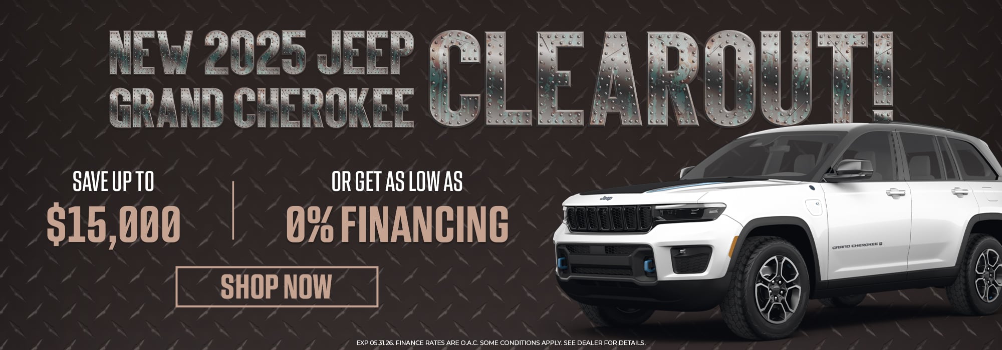 2026 Jeep Compass Sport promotion with payments starting at $99 weekly plus tax. "Shop Now" button included.