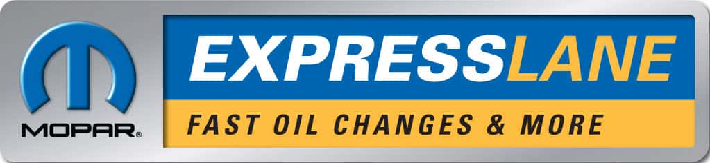 Mopar Express Lane logo, promoting fast oil changes and more services.